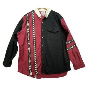 Vintage Rodeo Active Mens Long-Sleeve Button-Down Shirt Sze XL Red Southwestern